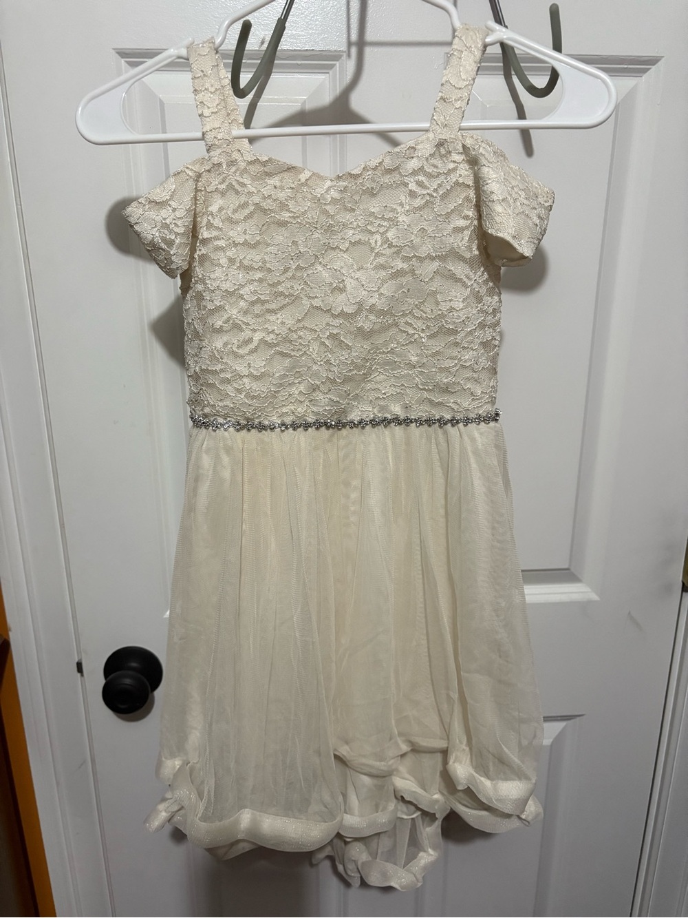 Speechless Ivory Lace & Tulle Cold-Shoulder Party Dress